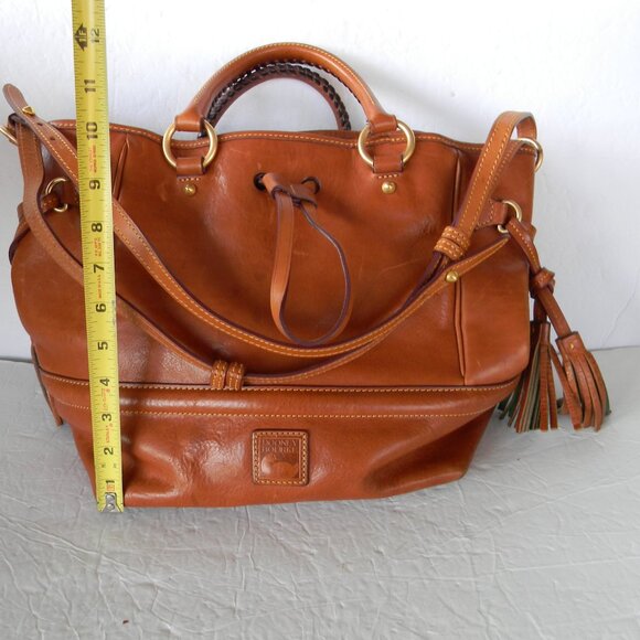 DOONEY & BOURKE FLORENTINE NATURAL TAN LEATHER BUCKLEY BUCKET DRAWSTRING BAG - Picture 4 of 16